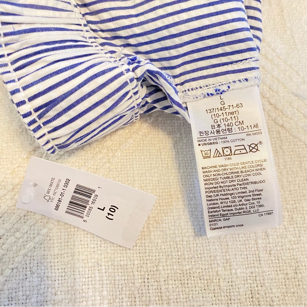 GAP Kids Shorts Size L Navy & White Pinstripe Shorts with Elastic Waist NEW - Picture 4 of 4